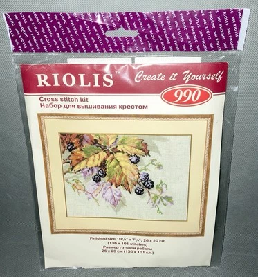 Riolis Counted Cross Stitch Kit Blackberries #990 (10 1/4” X 7 3/4”) 2008 DYI - Image 1 of 4