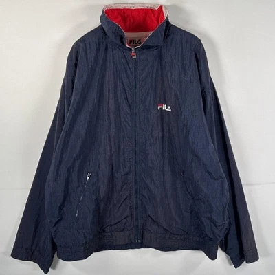 Fila Nylon Jacket Men’s Large Navy/Red Mesh Liner Used - Image 1 of 4