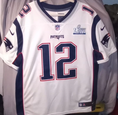 Camiseta masculina costurada Tom Brady New England Patriots Nike NFL Super Bowl 53 tamanho GG - Imagem 1 de 4