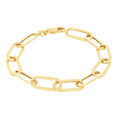 10k Yellow Gold 7mm Paperclip Chain Rolo Cable Link Bracelet Mens Womens 8" - Image 1 of 4