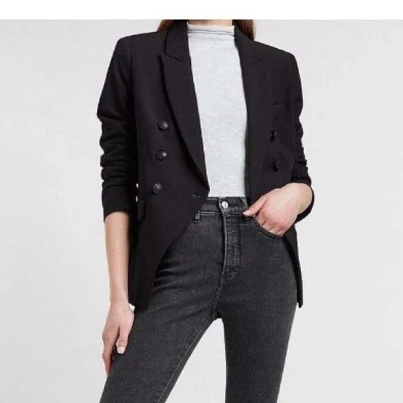 Express Supersoft саржи негабаритный двубортный блейзер куртка черный XL - Изображение 1 из 4