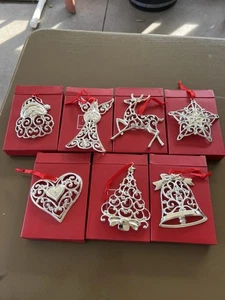 7 adornos plateados de cristal transparente brillante y pergamino Lenox - Imagen 1 de 1