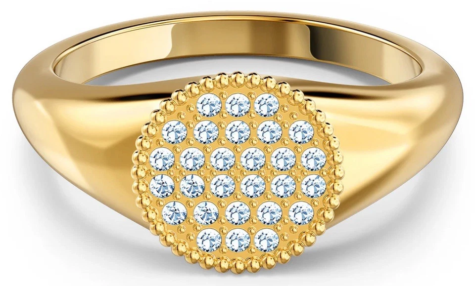 Anel de sinete Swarovski gengibre, branco, banhado a ouro 5572694 tamanho 6 - Imagem 1 de 1