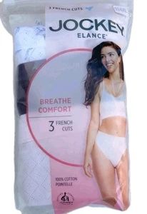 JOCKEY Elance Size 11 4XL 3 Pk French Cuts Soft 100% Cotton Pointelle Multi - Picture 1 of 4