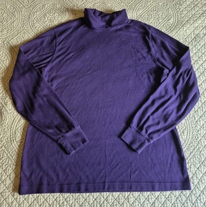 Land's End Women's LT Tall Turtle Neck Purple Cotton Knit Longsleeve Shirt - Picture 1 of 7