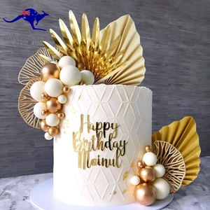 29 Pcs Champagne Rose Cake Decoration Balls Cake Decoration Gold Palm Leaves Cak - Picture 1 of 13