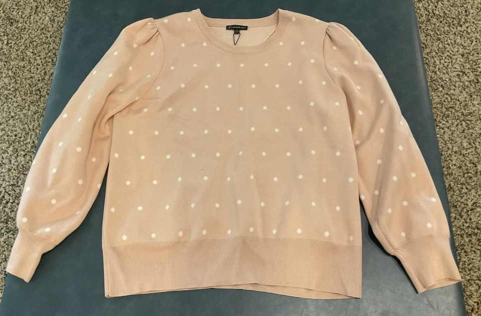 Suéter Pullover Adrianna Papell Para Mujer Talla 1X Rosa con Lunares Blancos Nuevo con Etiquetas $99 Foto 1 de 4