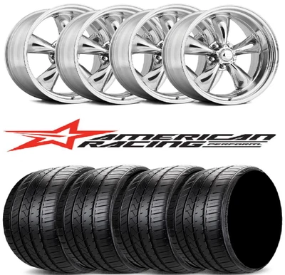 17 TORQ THRUST WHEEL & TIRE C10 OBS CHEVY TRUCK PACKAGE AMERICAN MAG POLISHED Foto 1 de 4