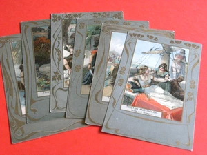 ORIGINAL  SET OF SIX ART NOUVEAU GLAMOUR TUCK WAGNER POSTCARDS - OPERA, No. 693. - Picture 1 of 5