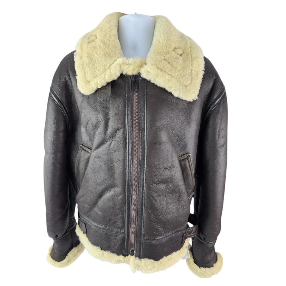 EXCELLED Heavy Shearling Sheepskin B3 Aviator Bomber Jacket M / L  MADE IN USA - Image 1 of 4