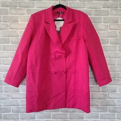 Boohoo Oversized Boxy Blazer Bright Pink NEW Womens Size 10 US - Image 1 of 4