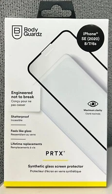 Protetor de tela de vidro sintético BodyGuardz PRTX iPhone SE (2020) / 8 / 7 / 6S - Imagem 1 de 2