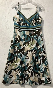 Vestido Ann Taylor Hojas Verde Y Marrón Sin Mangas Talla 6P Nuevo Con Etiquetas - Imagen 1 de 14