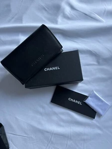 Brand New Chanel Eyeglass Sunglass Black leather Small case Box cleaning cloth - Picture 1 of 11