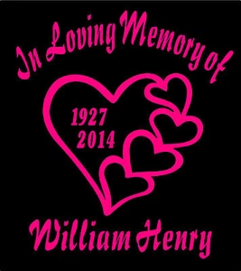 In Loving Memory Of Decal Heart Name Dates Car Window Vinyl Sticker Personalize - Picture 1 of 5