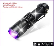 Mini Zoomable 365nm UV Torch, Money Checking, Glue, Resin Curing 