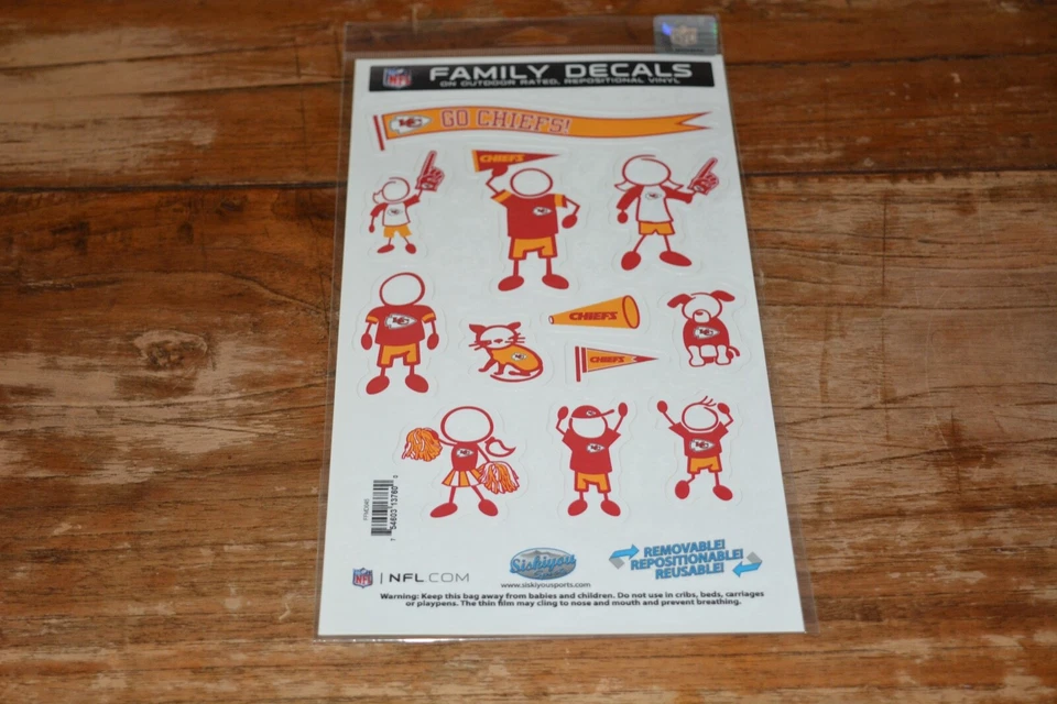 Calcomanías familiares de la NFL KANSAS CITY CHIEFS 12 piezas extraíbles reposicionables Foto 1 de 1