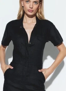 NWT Rivet Utility Dreamer Linen Shorts Romper Black Small 2-4 Sold Out - Picture 1 of 7