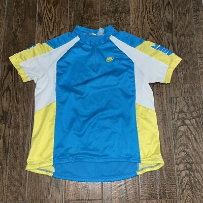 Mens Vintage Nike Grey Tag Short Sleeve 1/4 Zip Cycling Jersey Size. Large - Image 1 of 3