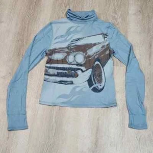 Urban Outfitters Oldtimer Rollkragen Blau Shirt Neu ohne Etikett Langarmshirt - Bild 1 von 5