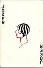 Vintage Playing Cards JOKER Single Card Black Red Woman's Face Art Deco