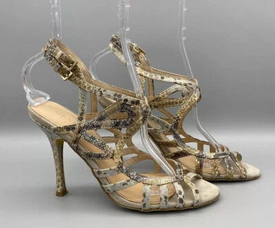 Женские кожаные босоножки Menbur с открытым носком и ремешками золотисто-коричневые серые размер 38 США 7M - Изображение 1 из 4