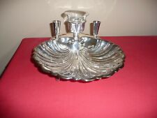 SHEFFIELD SILVER CLAM SHAPED DISH WITH SAUCE GLASS DISH AND TOOTHPICK HOLDERS