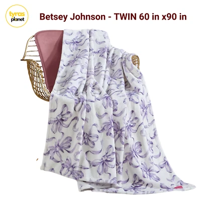 Betsey Johnson Purple Bows & Ribbon TWIN 60x90 Blanket Ballet Bow Coquette - NWT - Image 1 of 4