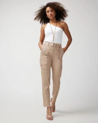 Женские льняные штаны общего назначения размер 12 БЕЛЫЙ ДОМ ЧЕРНЫЙ РЫНОК - Изображение 1 из 4