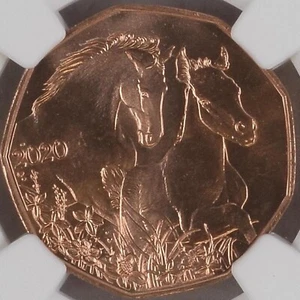 AUSTRIA. 2020, 5 Euro - NGC MS69 - Top Pop 🥇 Easter, Horses Galloping, Full Red - Picture 1 of 6