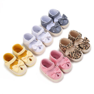 Newborn Baby Girl Pram Shoes Toddler PreWalker Trainer Infant Bow Cotton Sandals