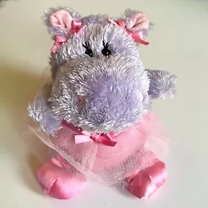 Russ Berrie Luvvies Nives viola ballerina ippopotamo peluche animale di peluche sacchetto di fagioli - Foto 1 di 9