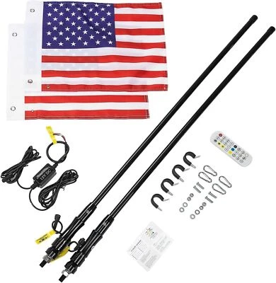 2PCS 4FT Whip Light LED Antenna for ATV UTV Polaris  Can Am CFMOTO John Deere - Image 1 of 4