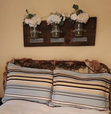 2 Nautica Stripe Regular Pillow Shams Nautical Beach Tan Blue Brown(coversOnly)  - Image 1 of 4