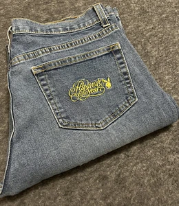 Vintage Playboy Bunny Low Rise Y2k Flared Med Wash Logo PlayMate Jeans 7 X 31 - Picture 1 of 14