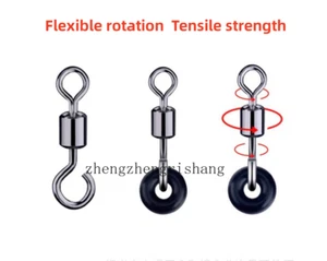 100Pc Open Eye Fishing Swivels Rolling Swivel Quick Change Leader Line Connector - Picture 1 of 20