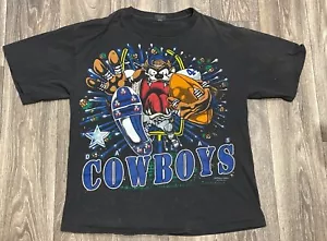 Vintage 1993 Dallas Cowboys NFL Looney Tunes Taz Single Stitch T-Shirt Sz Large - Picture 1 of 10