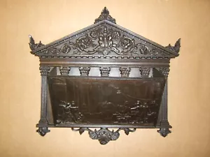 ANTIQUE BRONZE FINISH CAST IRON LETTER HOLDER , BEAUTIFUL DETAIL - Picture 1 of 12