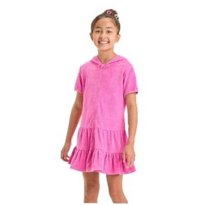 Girls' Pink Solid Swim Cover Up Dress - Picture 1 of 2