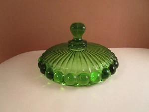 Vintage LG Wright große grüne Glas Augenwinker Kompott Süßigkeiten Schale NUR DECKEL - Bild 1 von 6