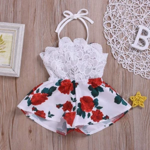 Baby Girls Halter One-Pieces Romper Jumpsuit Sunsuit Outfit Clothes 0-24M - Picture 1 of 12