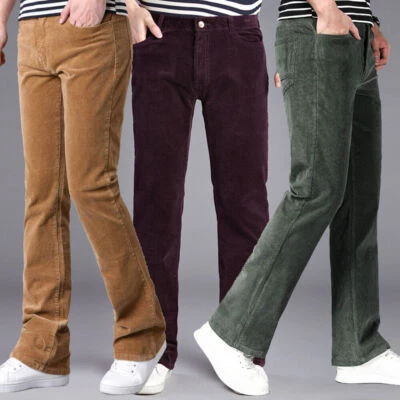 Men  Bell Bottom Flared Pants Bootcut Trousers Slim Stretch Long - Image 1 of 4