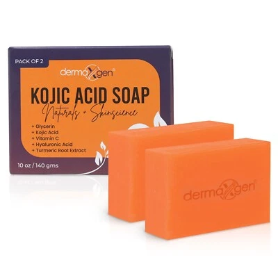 DERMAXGEN 6 Bars Kojic Acid Soap Arbutin Glutathione Skin Whitening Soap Vitamin C/140 GMS