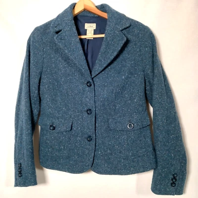 Chaqueta Blazer LL Bean Mujer XS Azul Lana Nylon Mezcla Seda Clásica Academia OFHC4 Foto 1 de 4