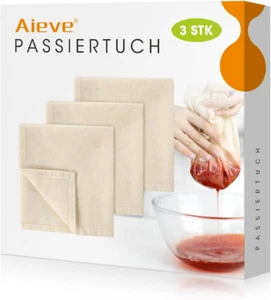 Aieve 3 Stück Passiertuch Ca. 50X50Cm Käsetuch Wiederverwendbares Siebtuch Chees - Picture 1 of 12