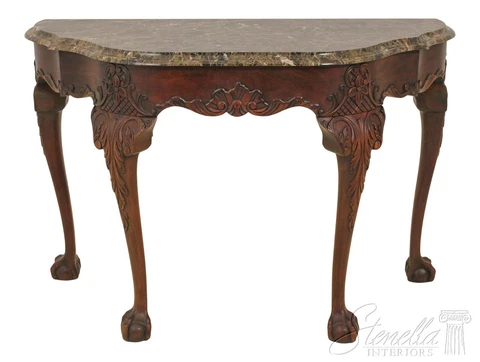 L58208EC: HENKEL HARRIS Marble Top Claw Foot Mahogany Console Table Cover