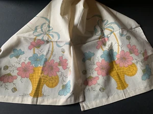 VTG 1920-30s Tinted, Stamped Embroidery Panel For Table Runner Flower Basket - Picture 1 of 5
