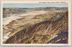 California Linen Postcard, Dante's View, Mount Whitney, Death Valley