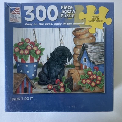 Great American Puzzle Factory "I Didn't Do It" 300 piezas ~ cachorro perro y flores nuevo Foto 1 de 3