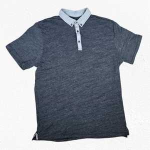 Howe Gray Semi Sheer Collared 1/4 Button Basic Short Sleeve Polo Shirt Size XL - Picture 1 of 5